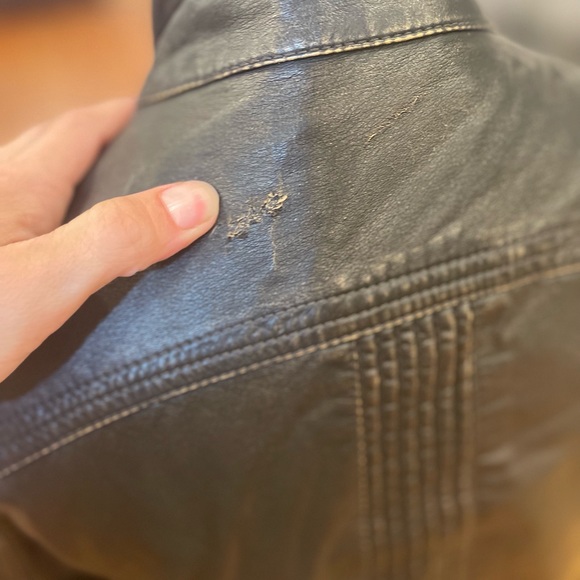 💜 5 for $25 or 3 for $18 Big chill black distressed faux leather motto j… - Picture 3 of 10